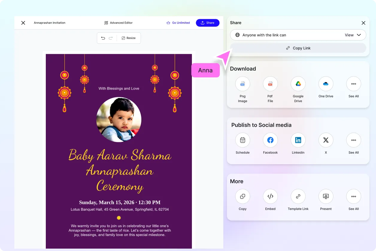 Free AI Annaprashan Invitation Generator, Free Online Annaprashan Invitation Maker
